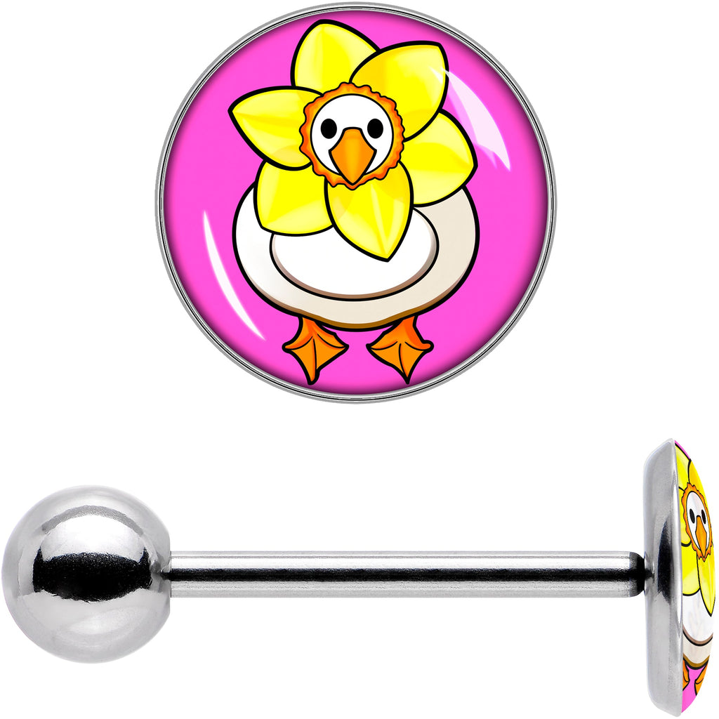BodyCandy Daffodil Duck Barbell Tongue Ring by Onyx O — in-use photo