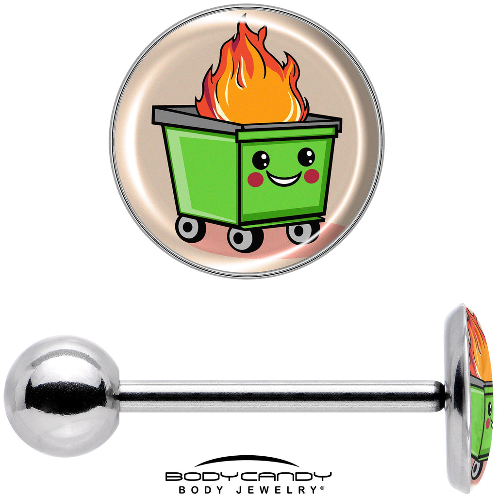 BodyCandy Dumpster Fire Barbell Tongue Ring by Onyx O — in-use photo