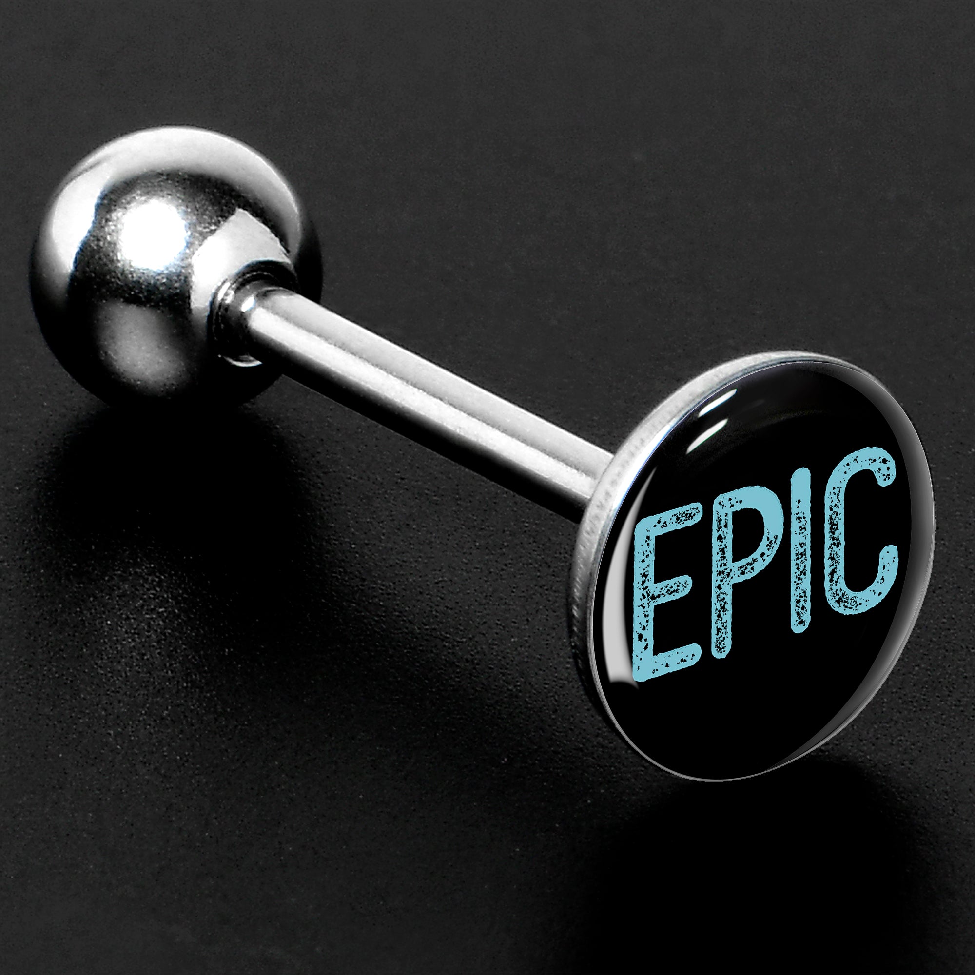 BodyCandy Epic Blue Barbell Tongue Ring — side view