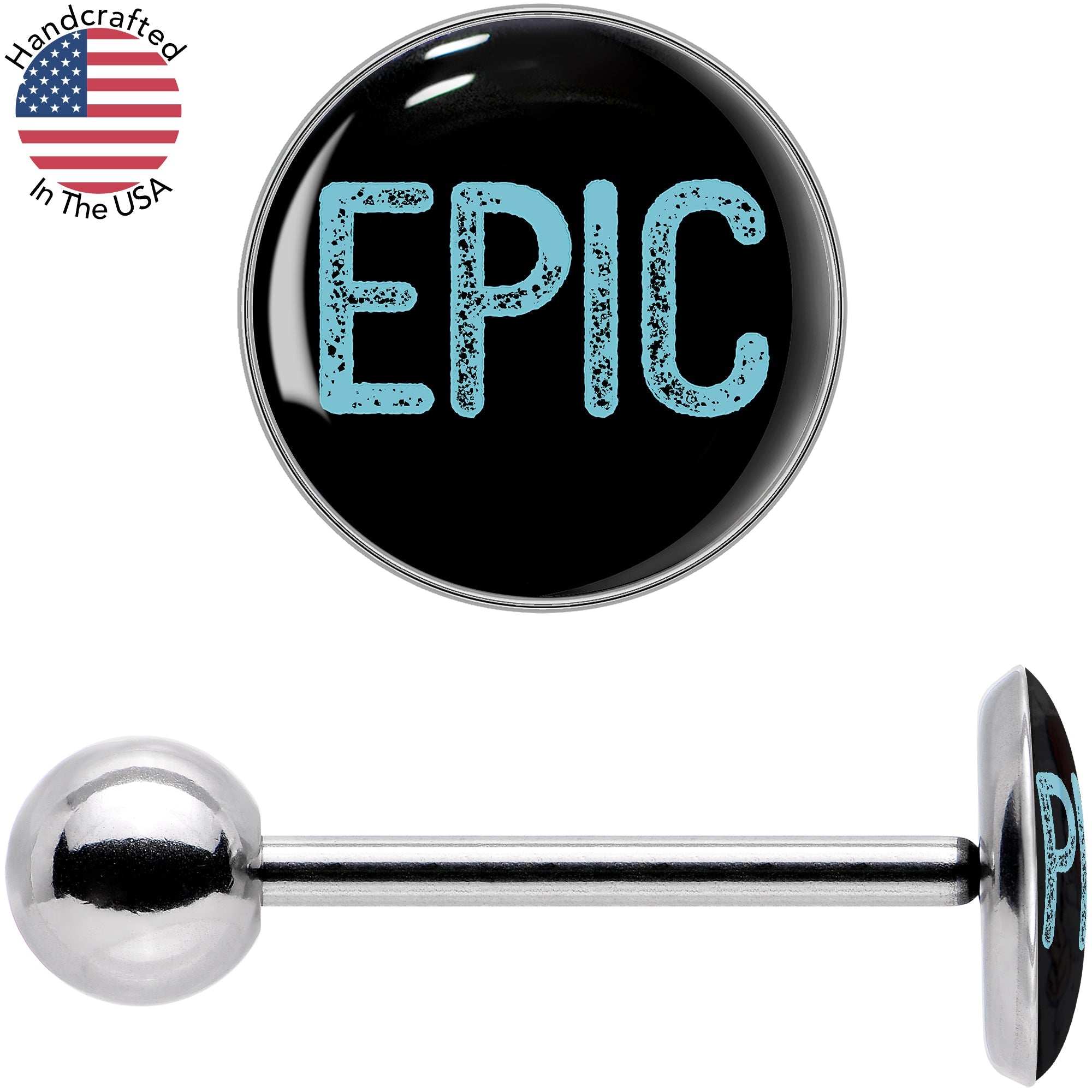 BodyCandy Epic Blue Barbell Tongue Ring — size reference