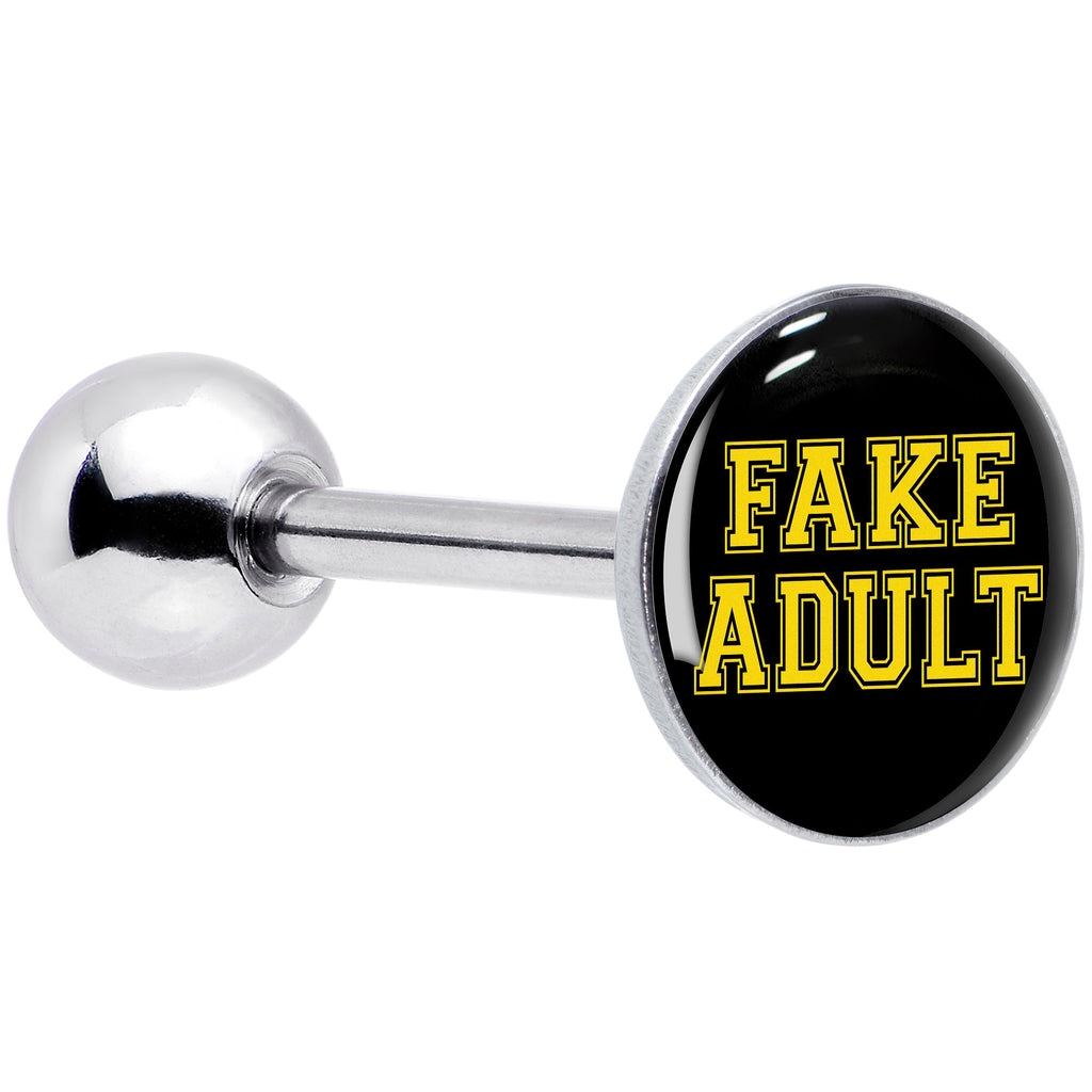 BodyCandy Black Yellow Fake Adult Barbell Tongue Ring by Onyx O — main product shot