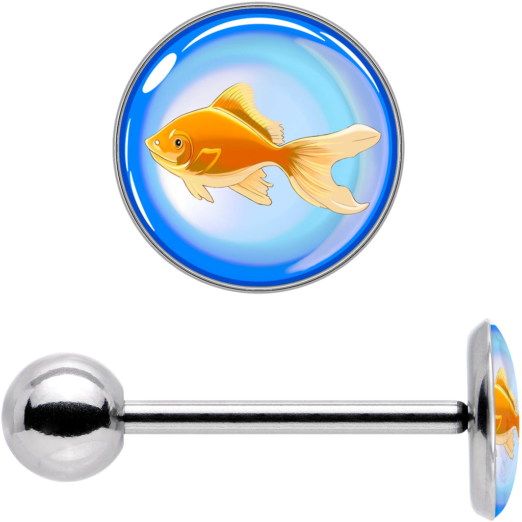 BodyCandy Gold Fish Barbell Tongue Ring by Onyx O — in-use photo