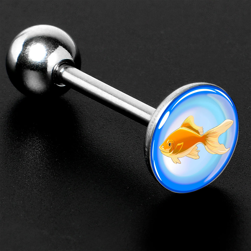 BodyCandy Gold Fish Barbell Tongue Ring by Onyx O — size reference