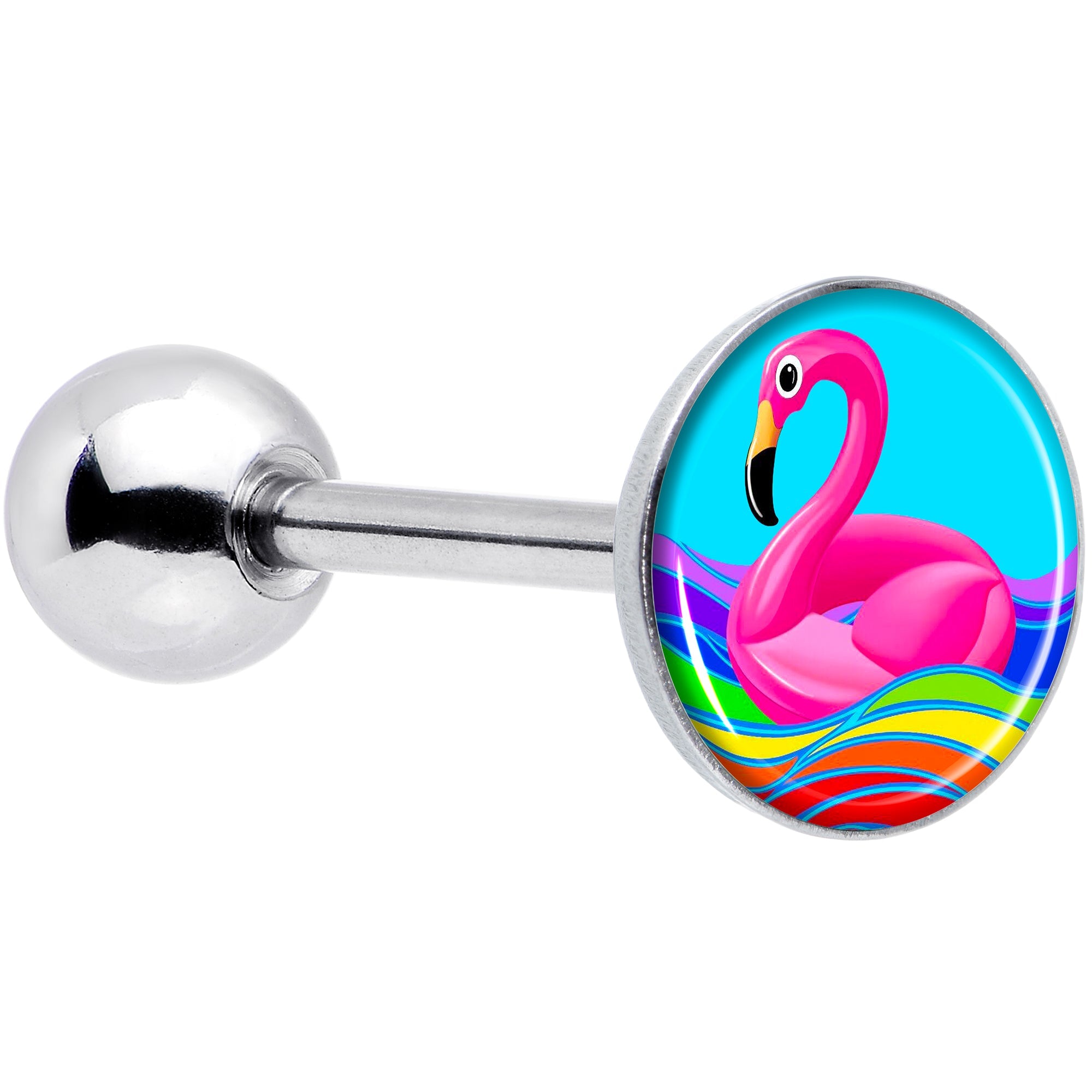 BodyCandy Rainbow Sea Floating Flamingo Barbell Tongue Ring by Onyx O — main product shot