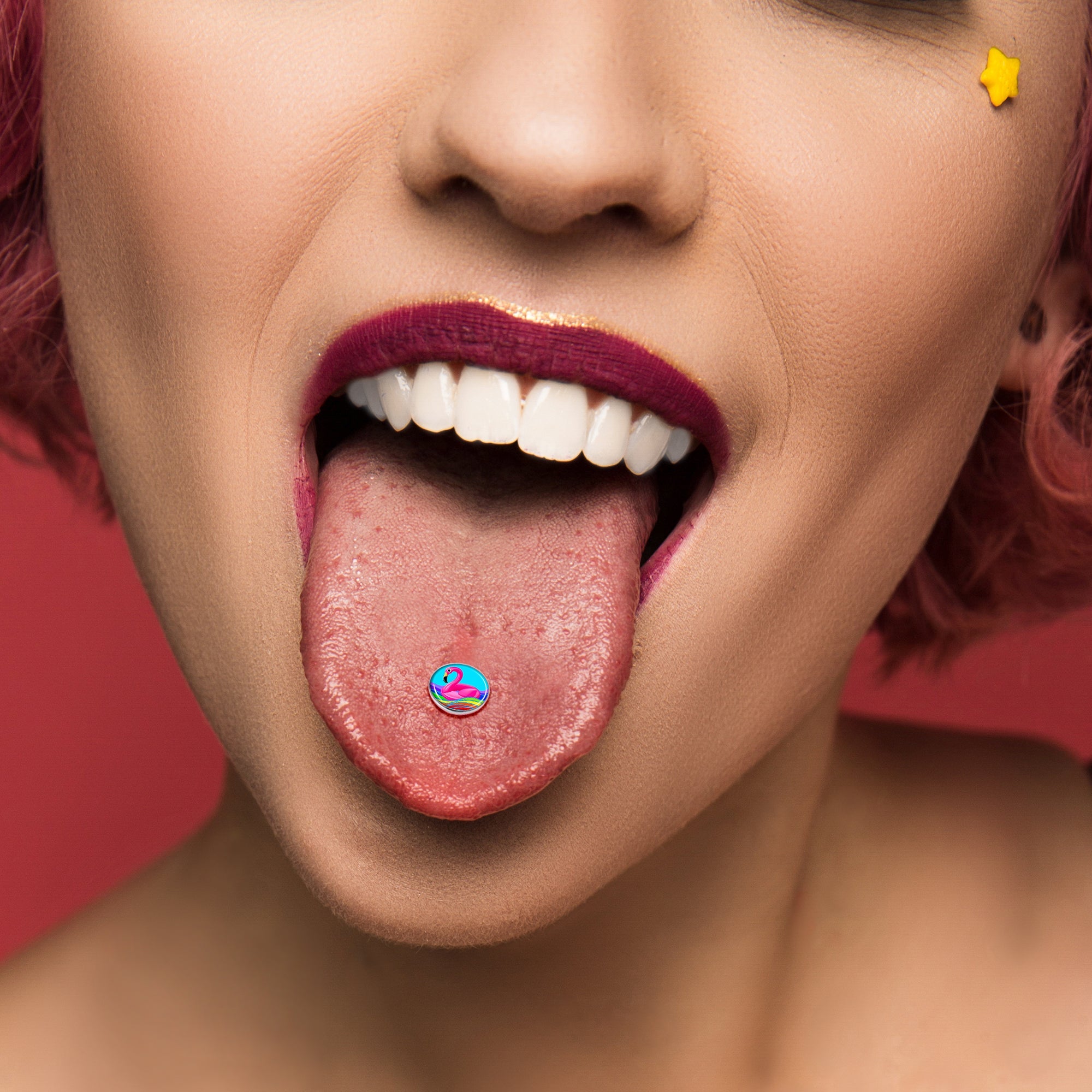BodyCandy Rainbow Sea Floating Flamingo Barbell Tongue Ring by Onyx O — alternative angle