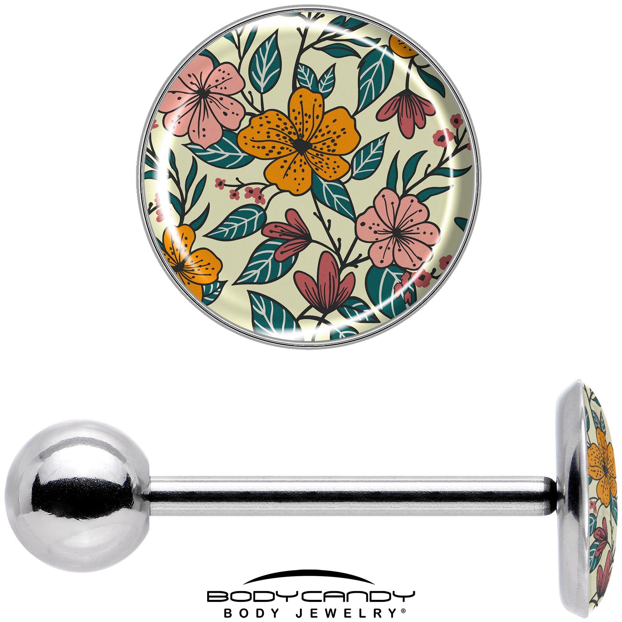 BodyCandy Blossom Creation Wildflower Flowers Barbell Tongue Ring by Onyx O — in-use photo