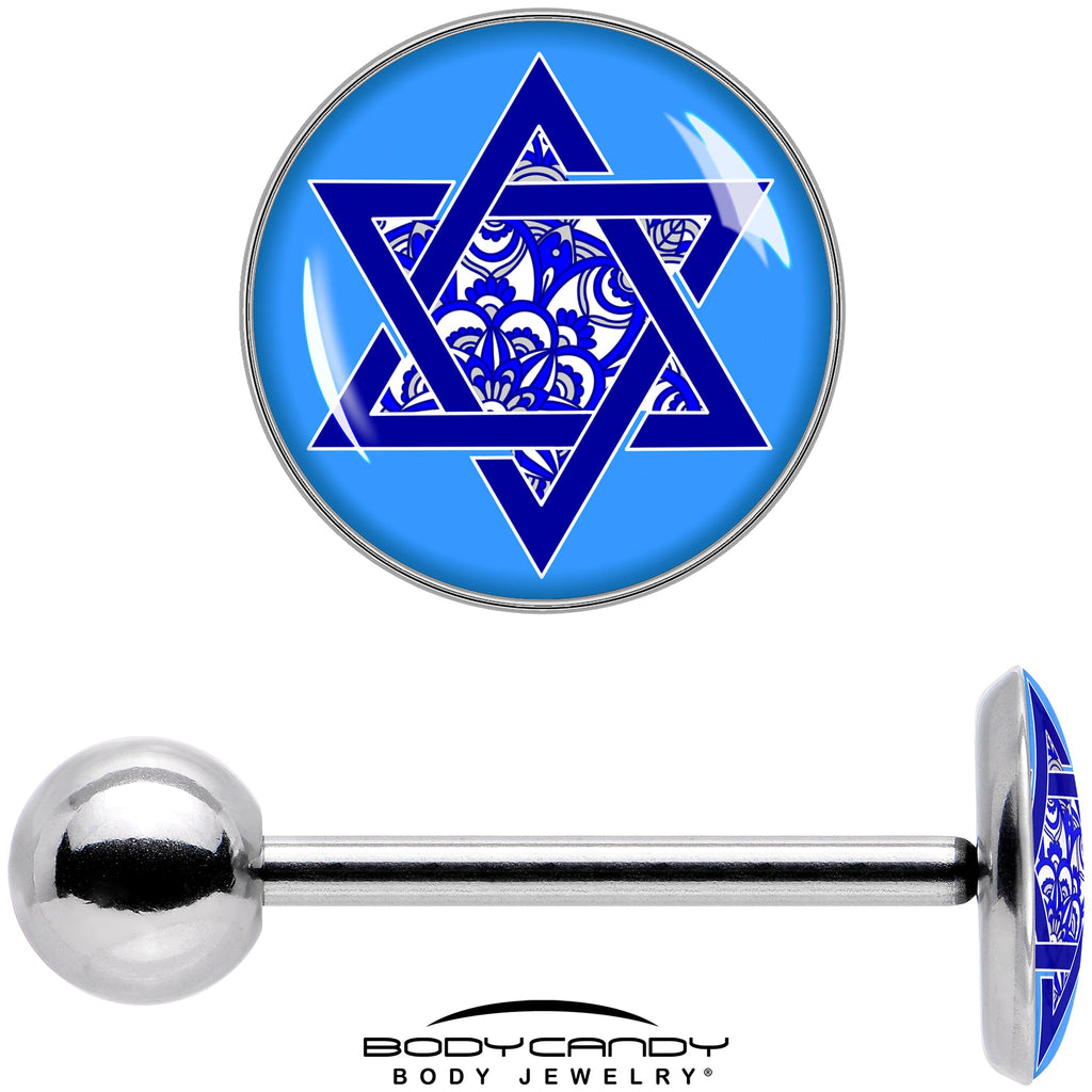 BodyCandy Floral Star of David Barbell Tongue Ring by Onyx O — alternative angle