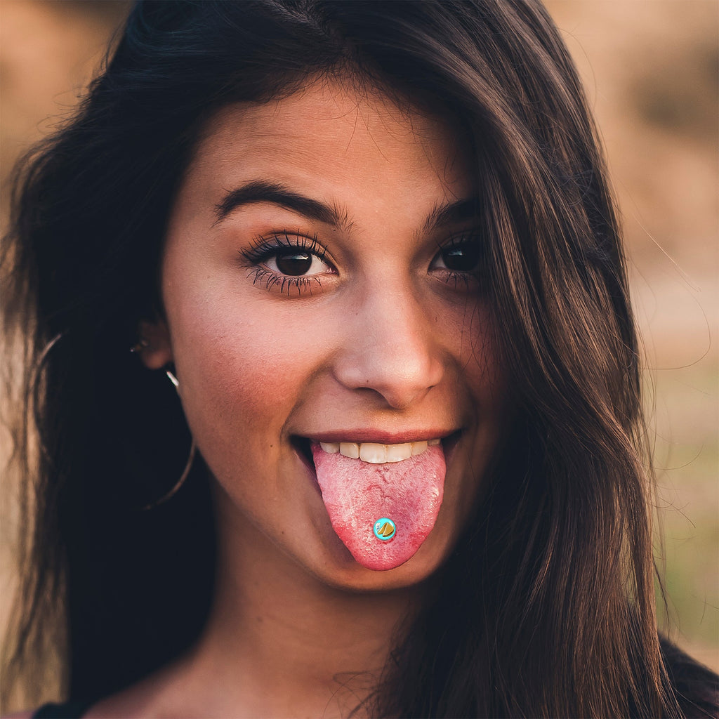 BodyCandy Fortune Cookie Barbell Tongue Ring by Onyx O — lifestyle context