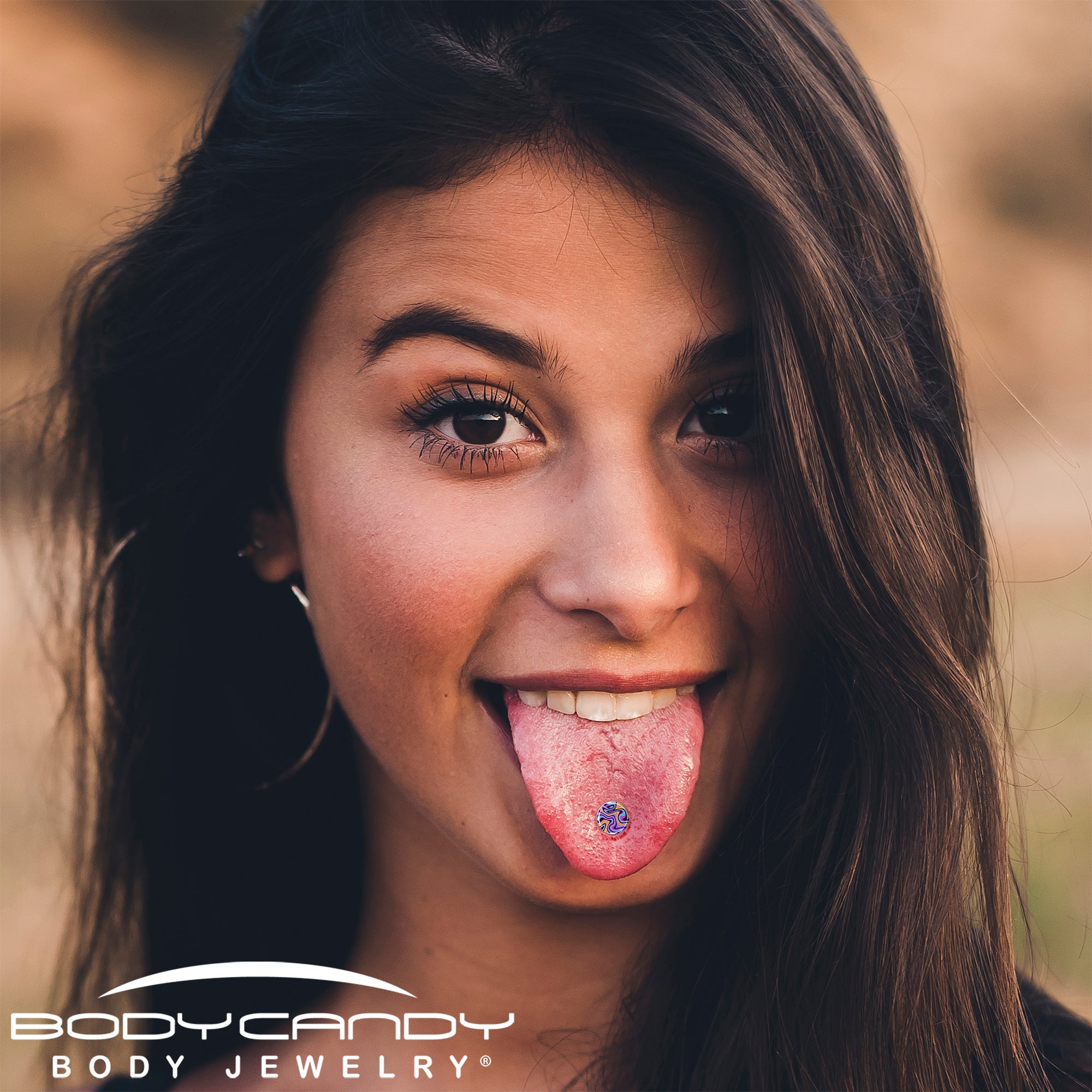 BodyCandy Funky Swirls Barbell Tongue Ring by Onyx O — lifestyle context