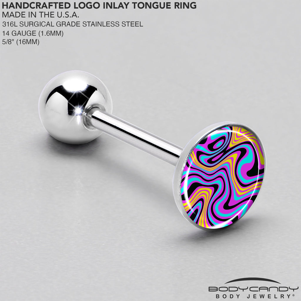 BodyCandy Funky Swirls Barbell Tongue Ring by Onyx O — side view