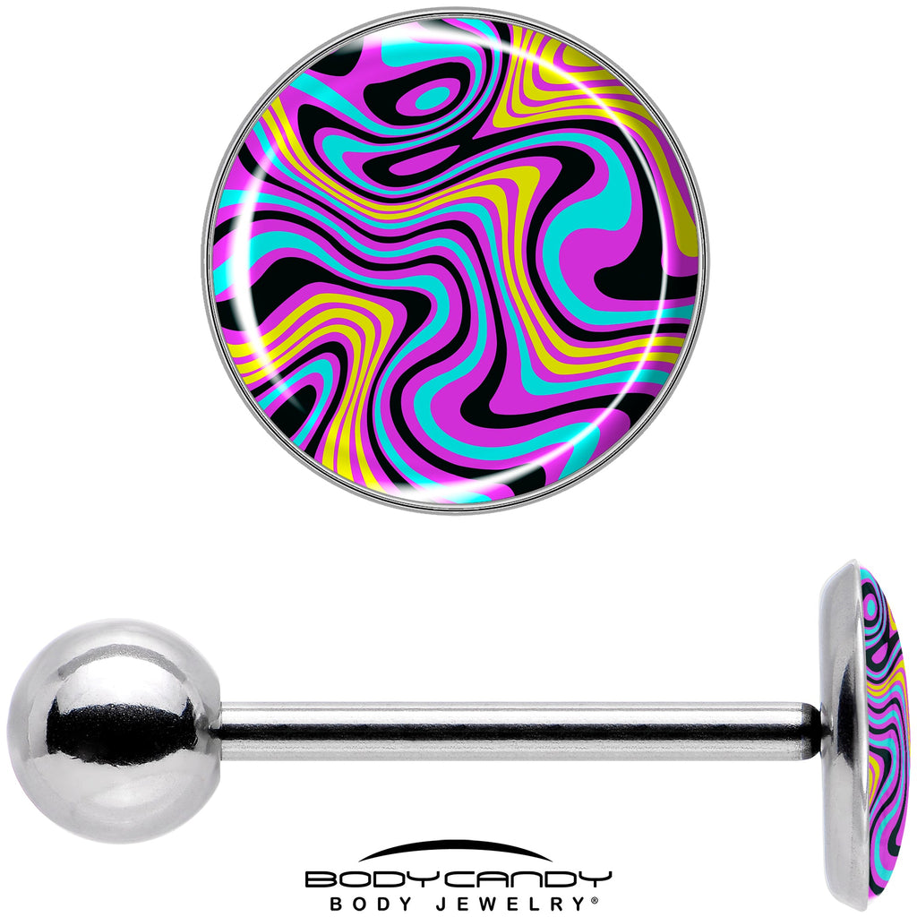 BodyCandy Funky Swirls Barbell Tongue Ring by Onyx O — in-use photo
