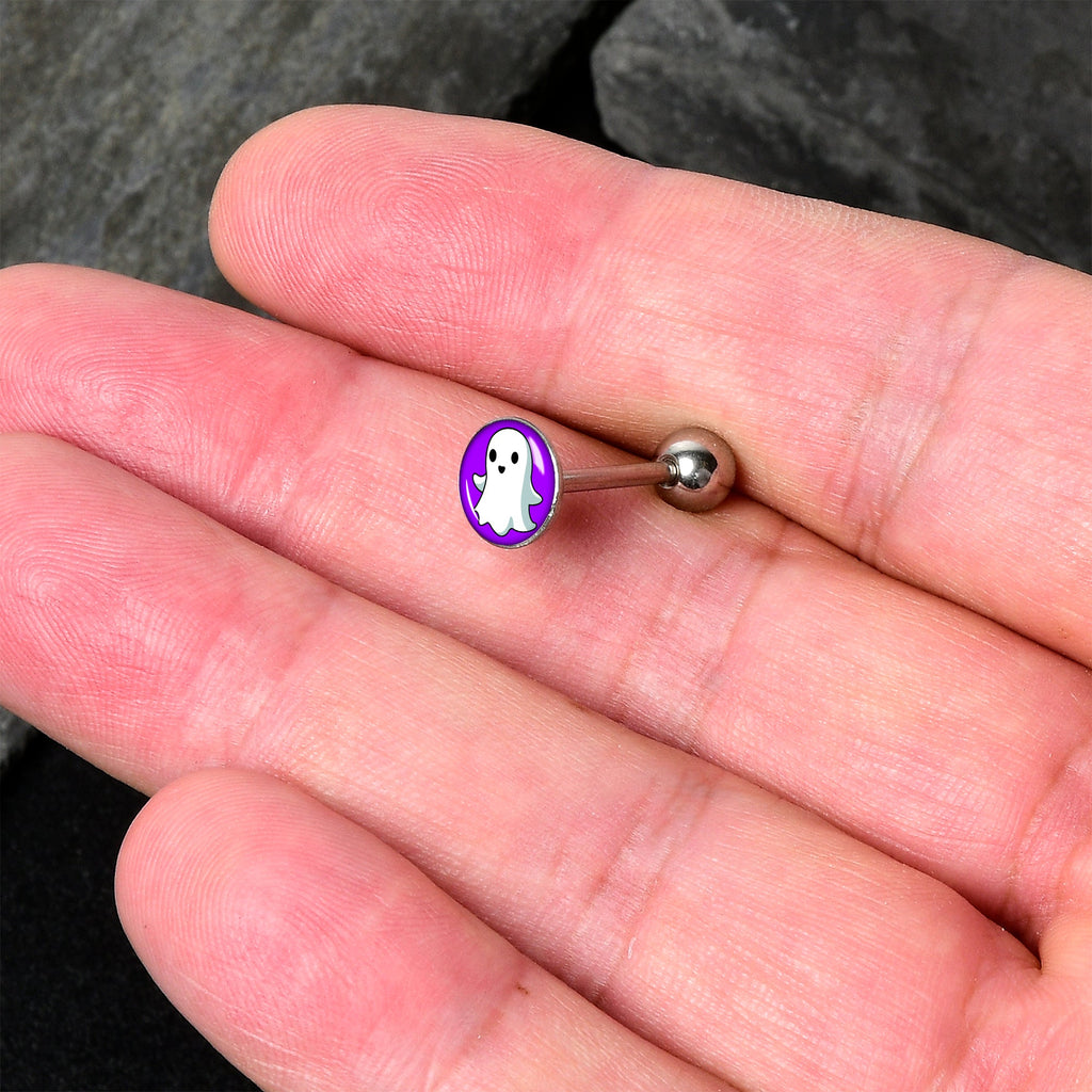 BodyCandy Ghost Barbell Tongue Ring by Onyx O — detail close-up