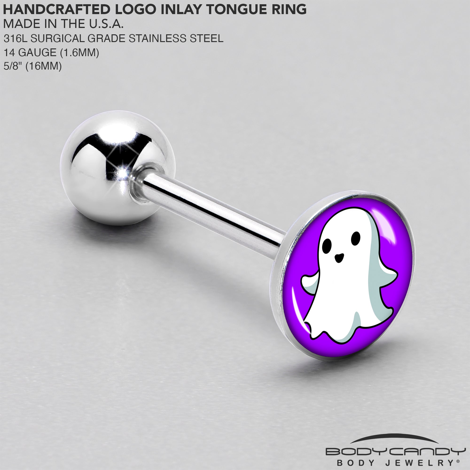 BodyCandy Ghost Barbell Tongue Ring by Onyx O — side view