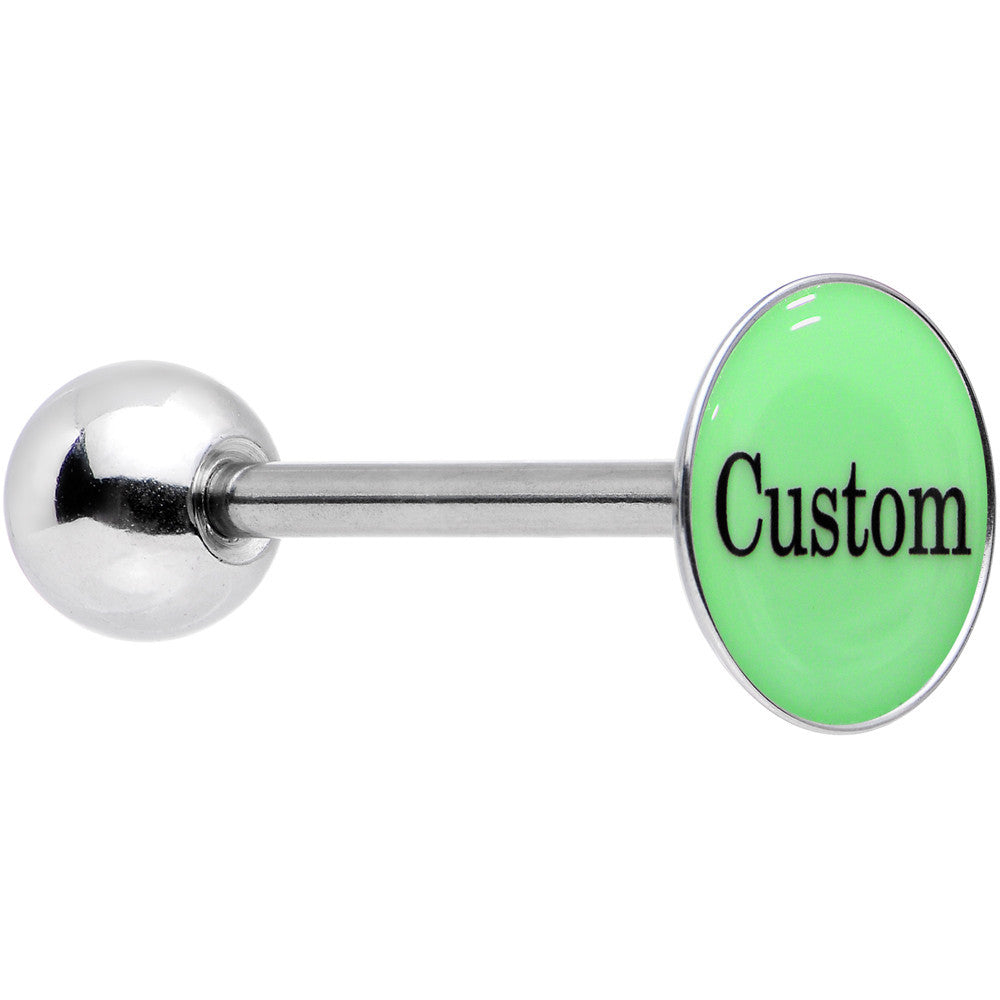 BodyCandy Custom Glow in the Dark Logo Stainless Steel Barbell Tongue Ring — alternative angle