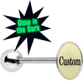 BodyCandy Custom Glow in the Dark Logo Stainless Steel Barbell Tongue Ring — main product shot