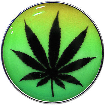 BodyCandy Ganja Leaf Glow in the Dark Logo Stainless Steel Barbell Tongue Ring — side view
