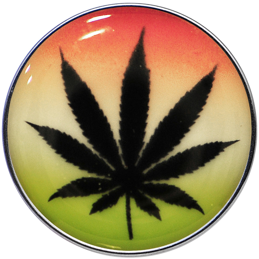 BodyCandy Ganja Leaf Glow in the Dark Logo Stainless Steel Barbell Tongue Ring — lifestyle context