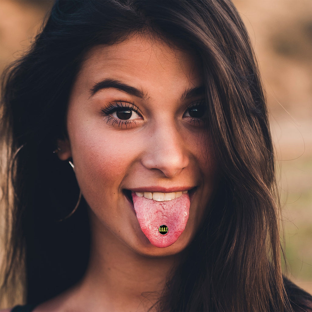 BodyCandy G.O.A.T. Barbell Tongue Ring by Onyx O — lifestyle context