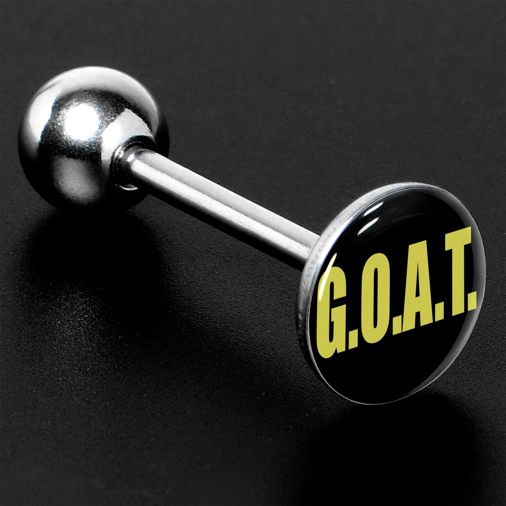 BodyCandy G.O.A.T. Barbell Tongue Ring by Onyx O — side view