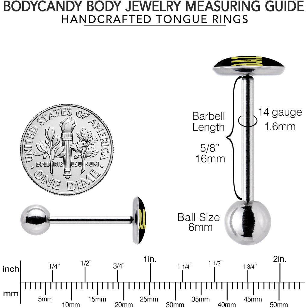 BodyCandy G.O.A.T. Barbell Tongue Ring by Onyx O — back view