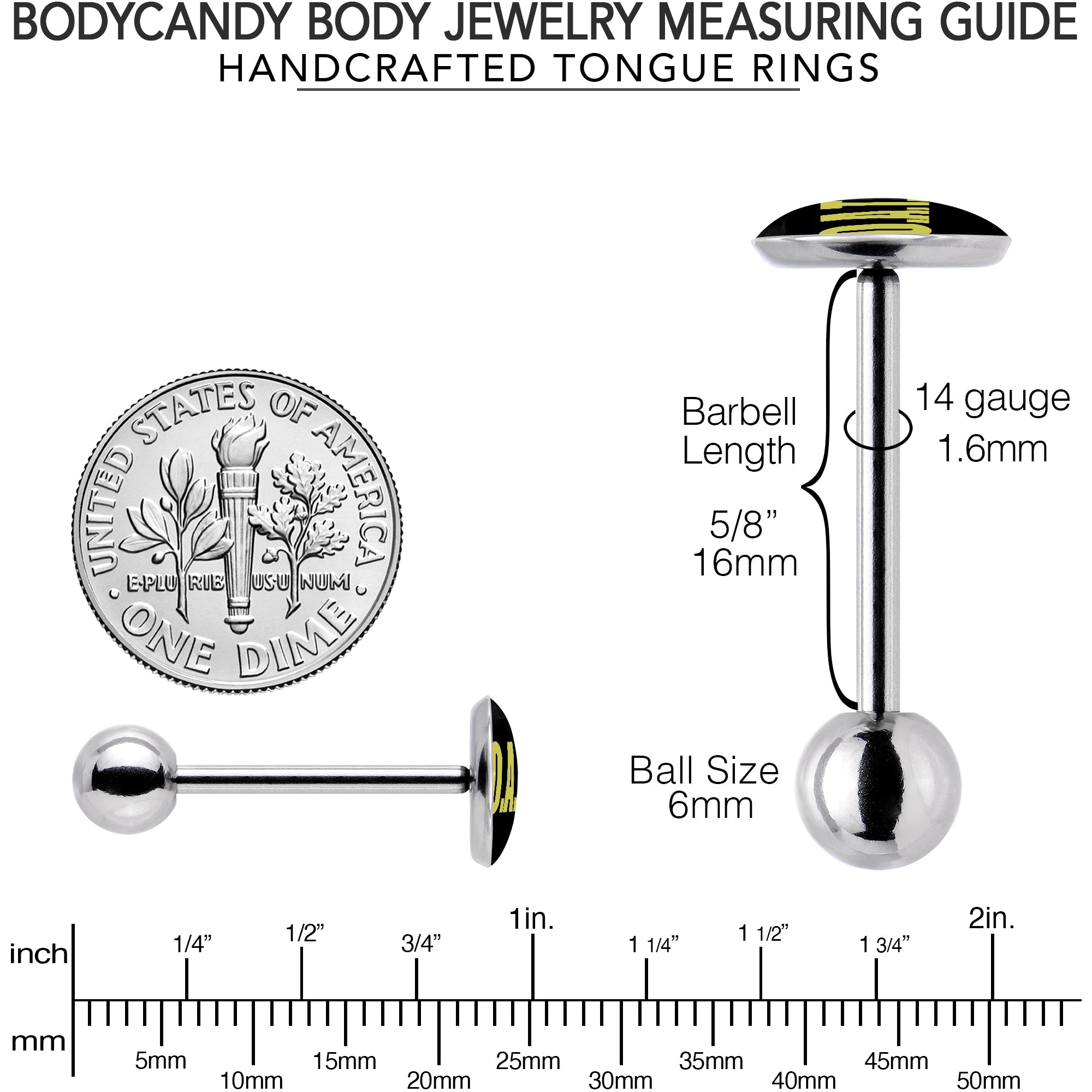 BodyCandy G.O.A.T. Barbell Tongue Ring by Onyx O — back view