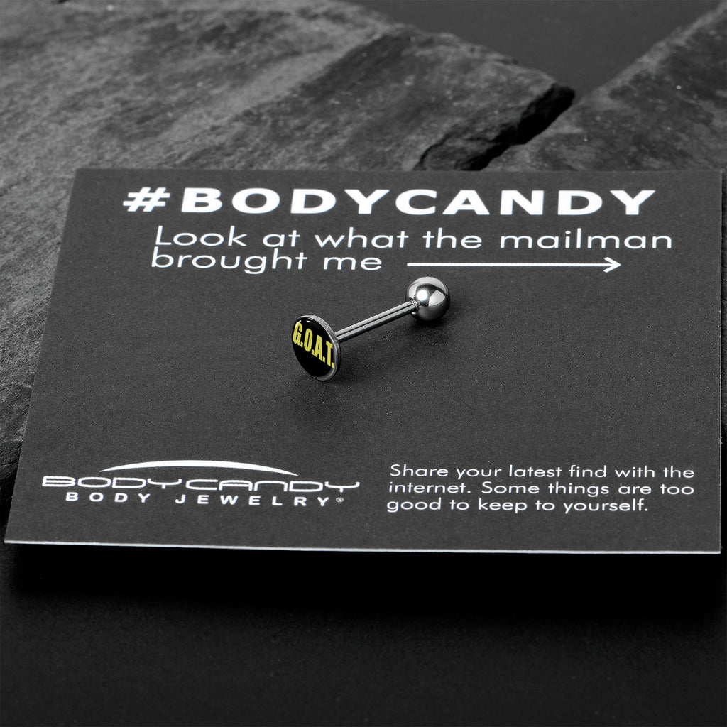 BodyCandy G.O.A.T. Barbell Tongue Ring by Onyx O — in-use photo