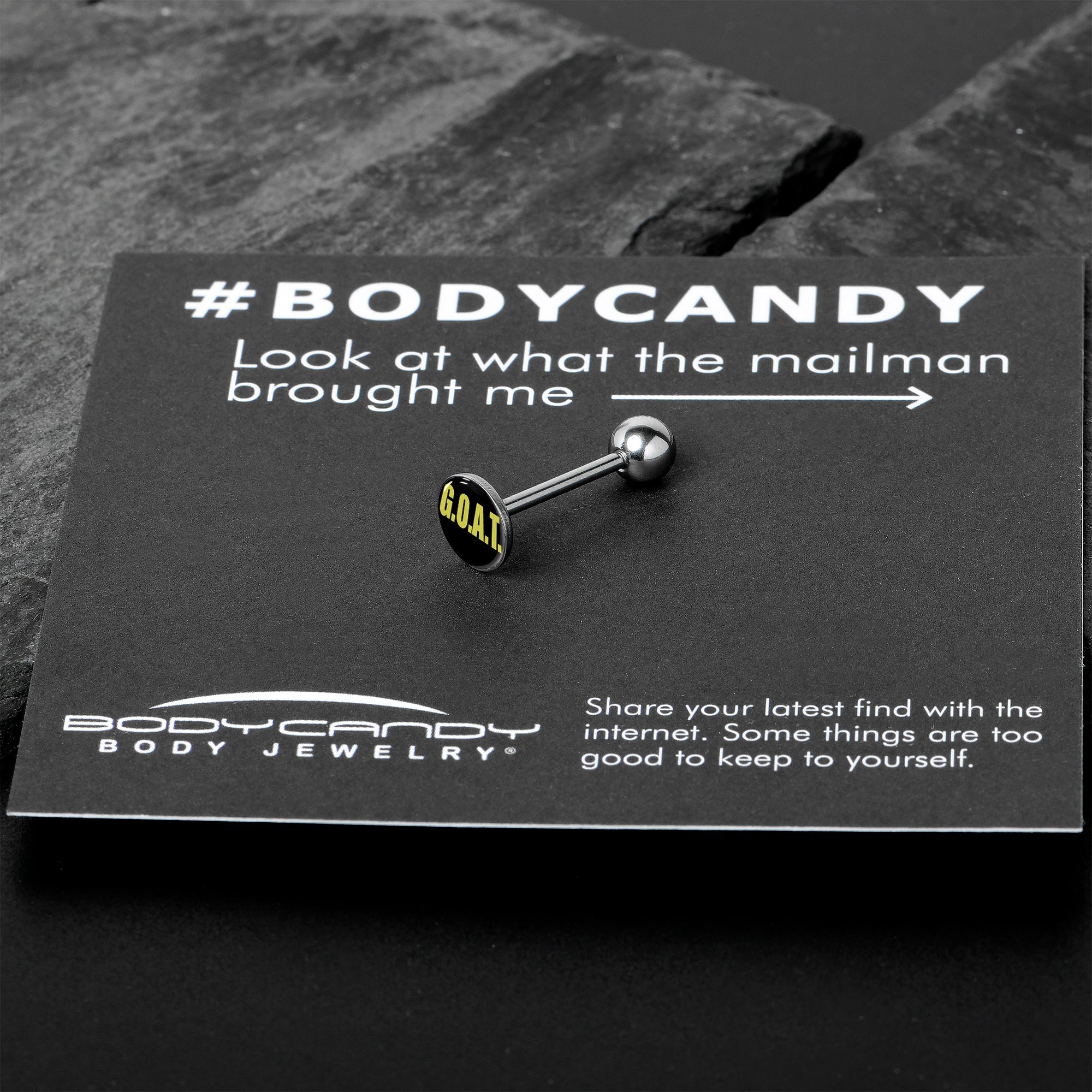 BodyCandy G.O.A.T. Barbell Tongue Ring by Onyx O — in-use photo