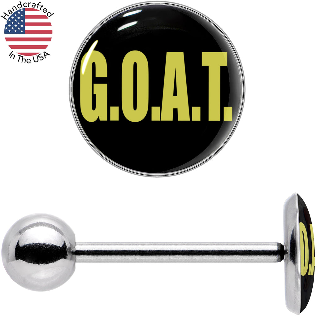 BodyCandy G.O.A.T. Barbell Tongue Ring by Onyx O — size reference
