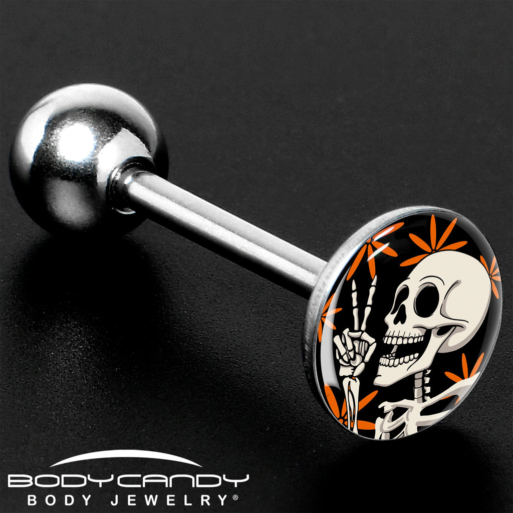 BodyCandy Peace Sign Skeleton Barbell Tongue Ring by Onyx O — size reference