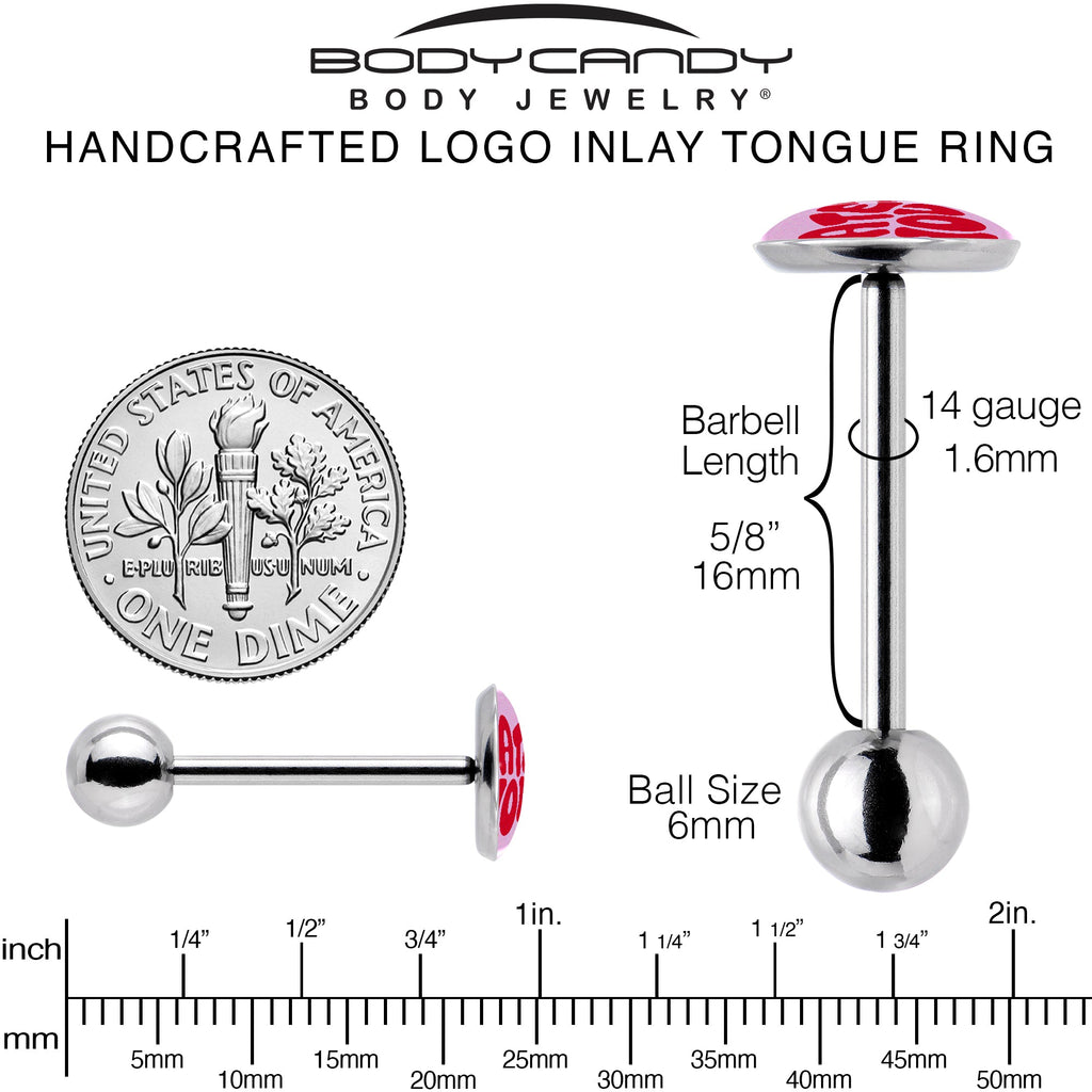 BodyCandy Retro Text Hate You Barbell Tongue Ring by Onyx O — back view