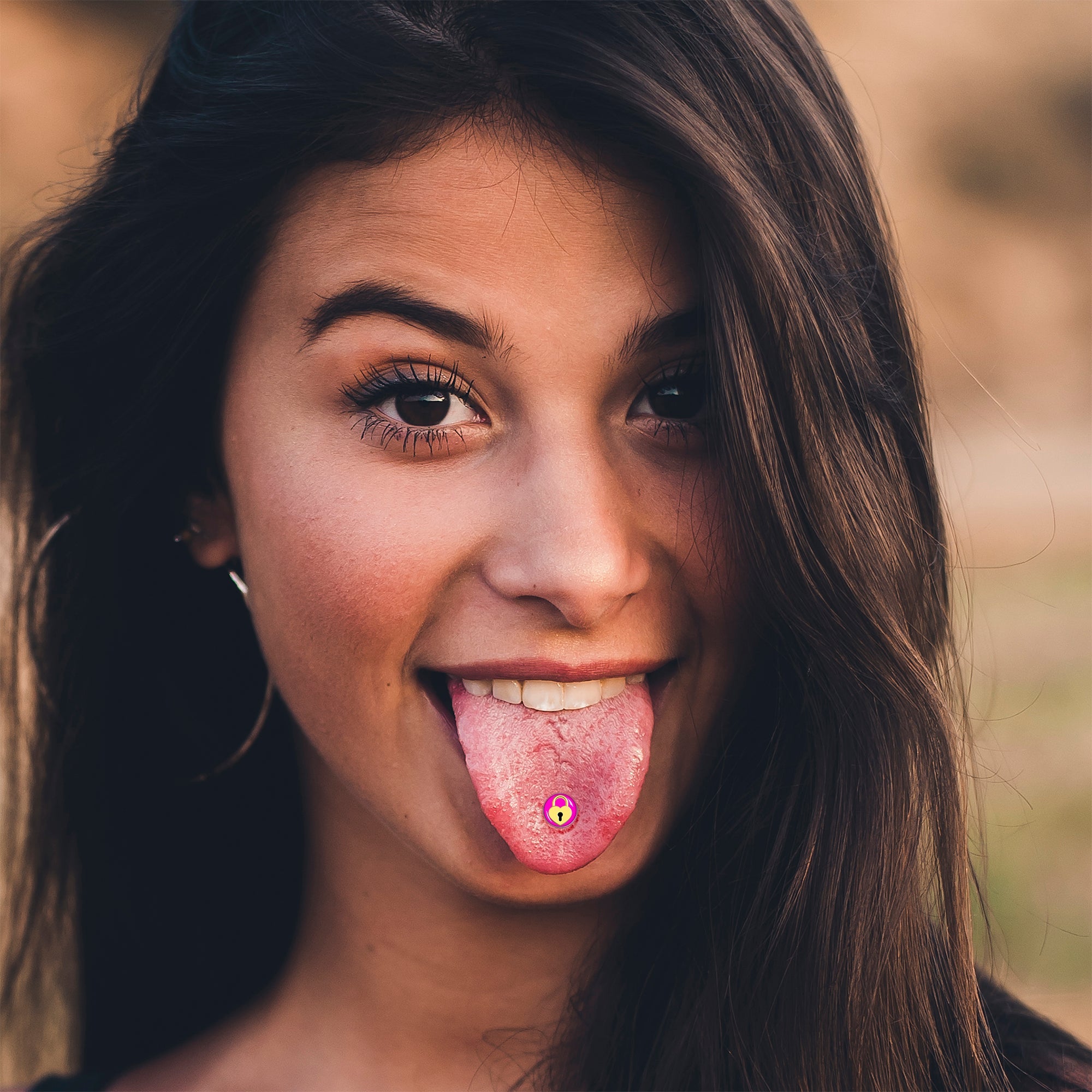 BodyCandy Heart Lock Barbell Tongue Ring by Onyx O — lifestyle context
