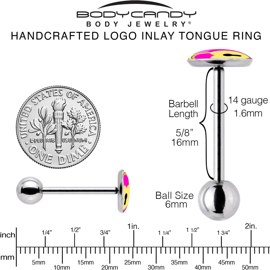 BodyCandy Heart Lock Barbell Tongue Ring by Onyx O — back view