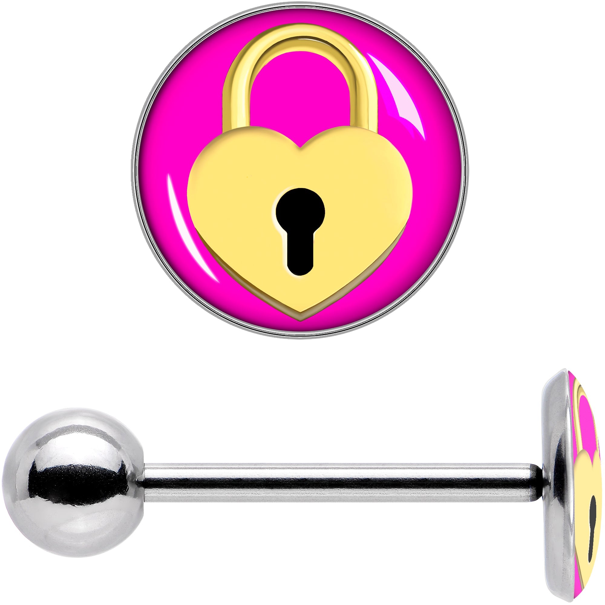BodyCandy Heart Lock Barbell Tongue Ring by Onyx O — in-use photo