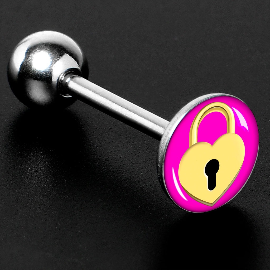 BodyCandy Heart Lock Barbell Tongue Ring by Onyx O — size reference