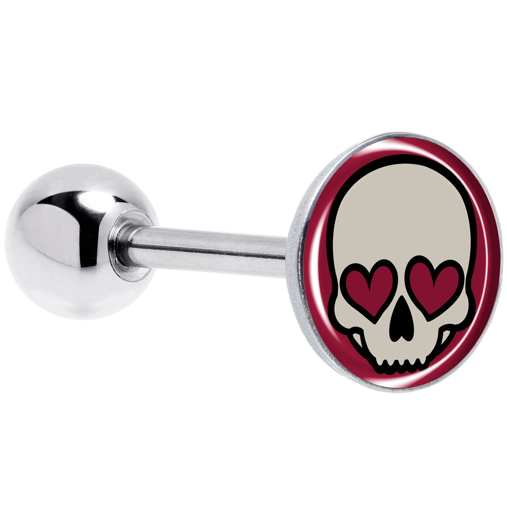 BodyCandy Valentine Heart Skull Barbell Tongue Ring — main product shot