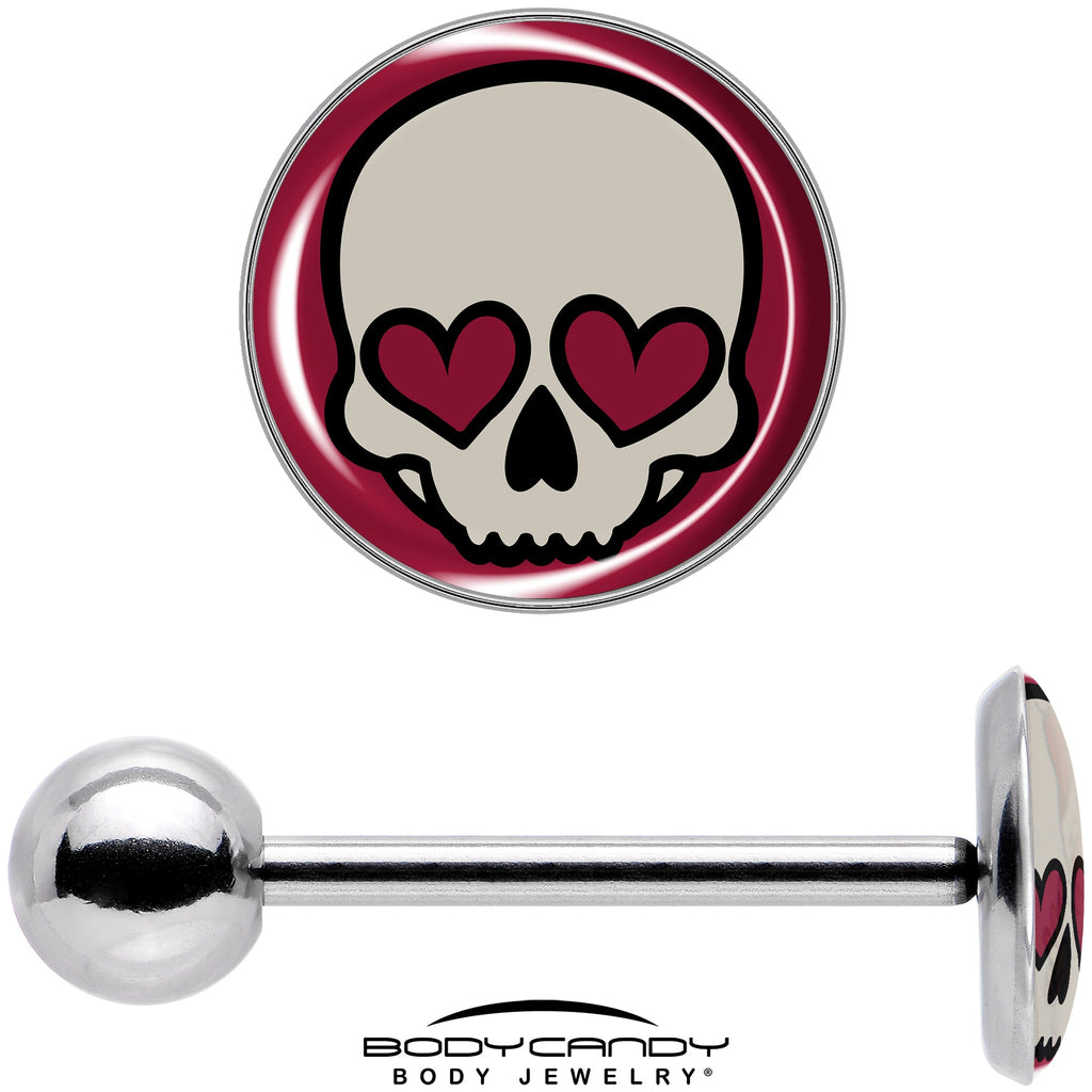 BodyCandy Valentine Heart Skull Barbell Tongue Ring — in-use photo