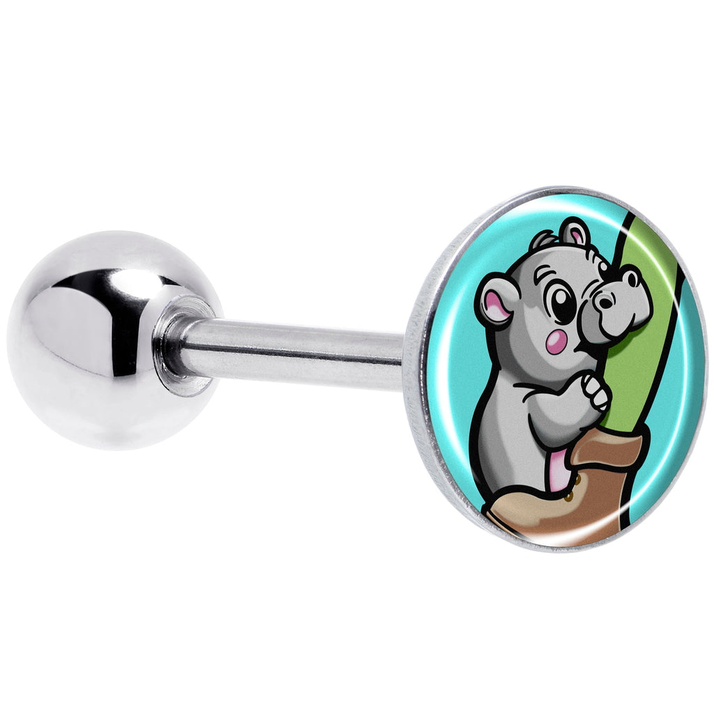 BodyCandy Cute Biting Baby Hippo Barbell Tongue Ring — main product shot