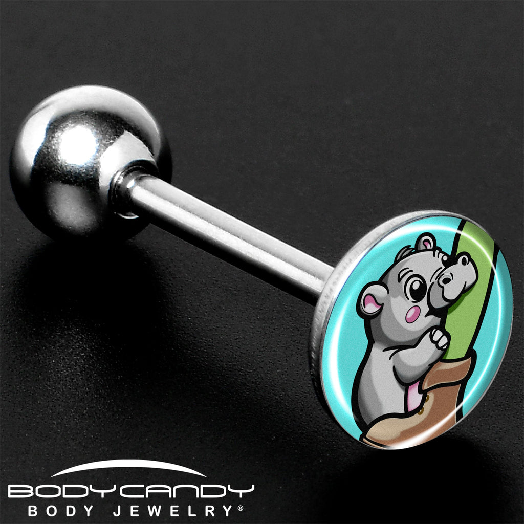 BodyCandy Cute Biting Baby Hippo Barbell Tongue Ring — size reference
