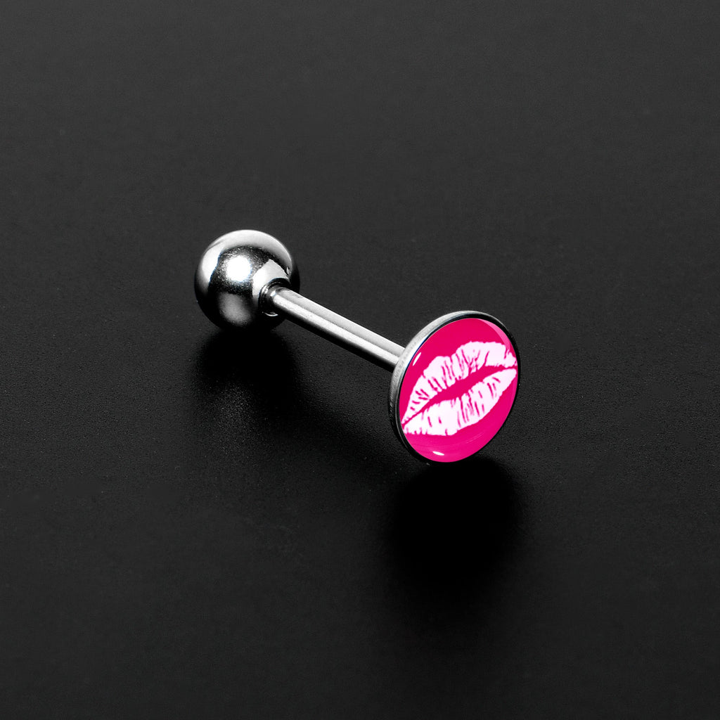 BodyCandy Red Hot Lips Barbell Tongue Ring by Onyx O — detail close-up