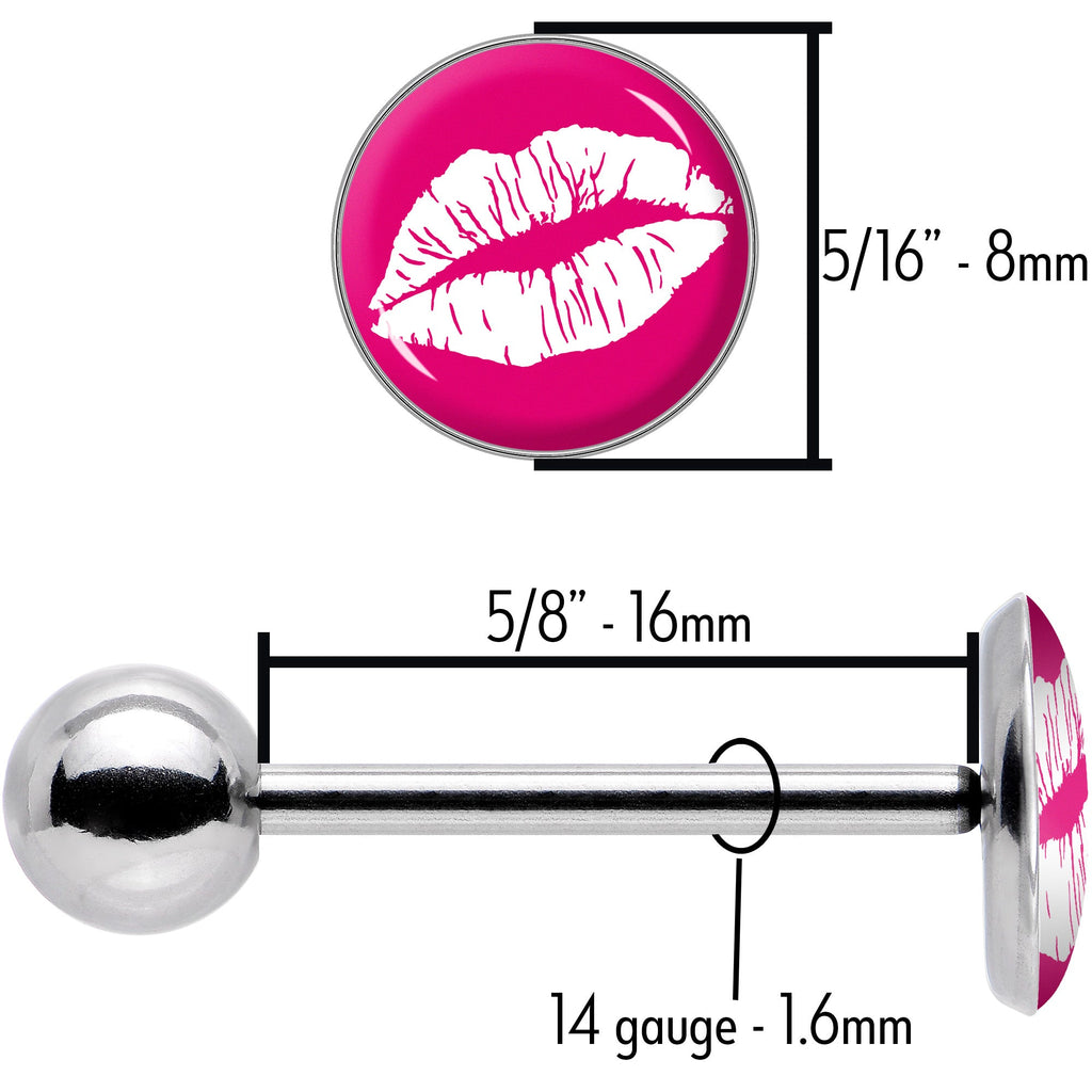 BodyCandy Red Hot Lips Barbell Tongue Ring by Onyx O — size reference