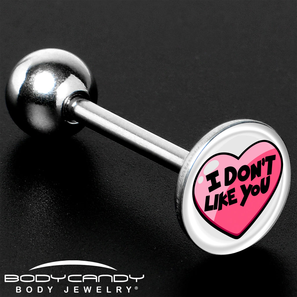 BodyCandy I Don't Like You Valentine Heart Barbell Tongue Ring — size reference