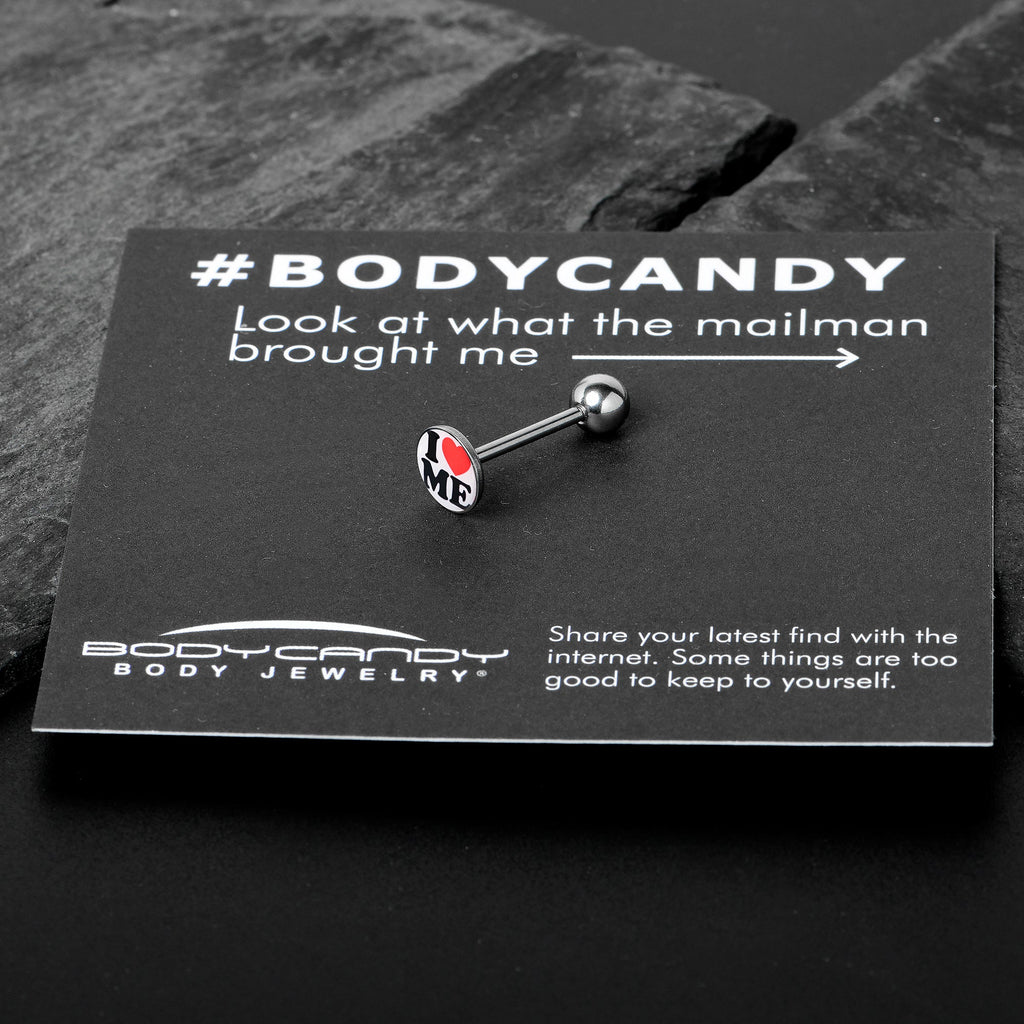 BodyCandy I Love Me Barbell Tongue Ring by Onyx O — in-use photo