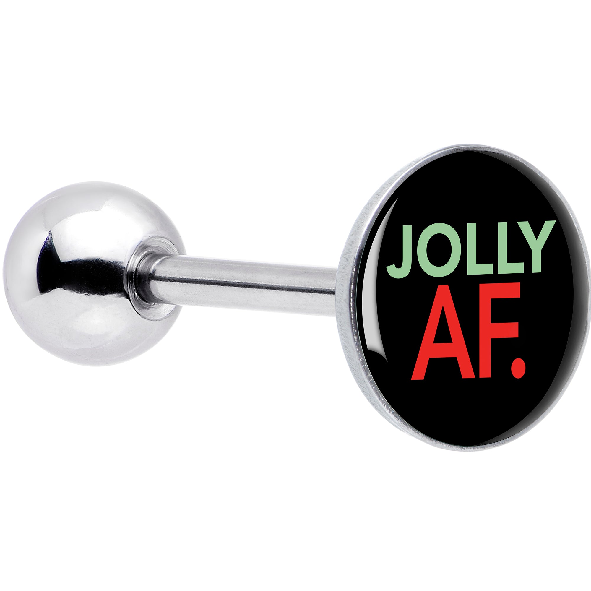 BodyCandy Jolly AF Festive Holiday Barbell Tongue Ring by Onyx O — main product shot
