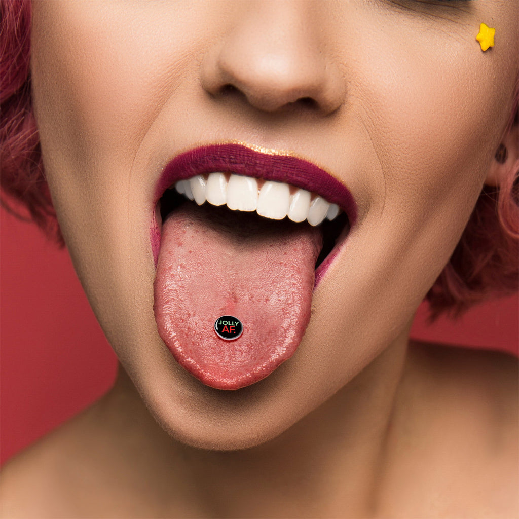 BodyCandy Jolly AF Festive Holiday Barbell Tongue Ring by Onyx O — alternative angle
