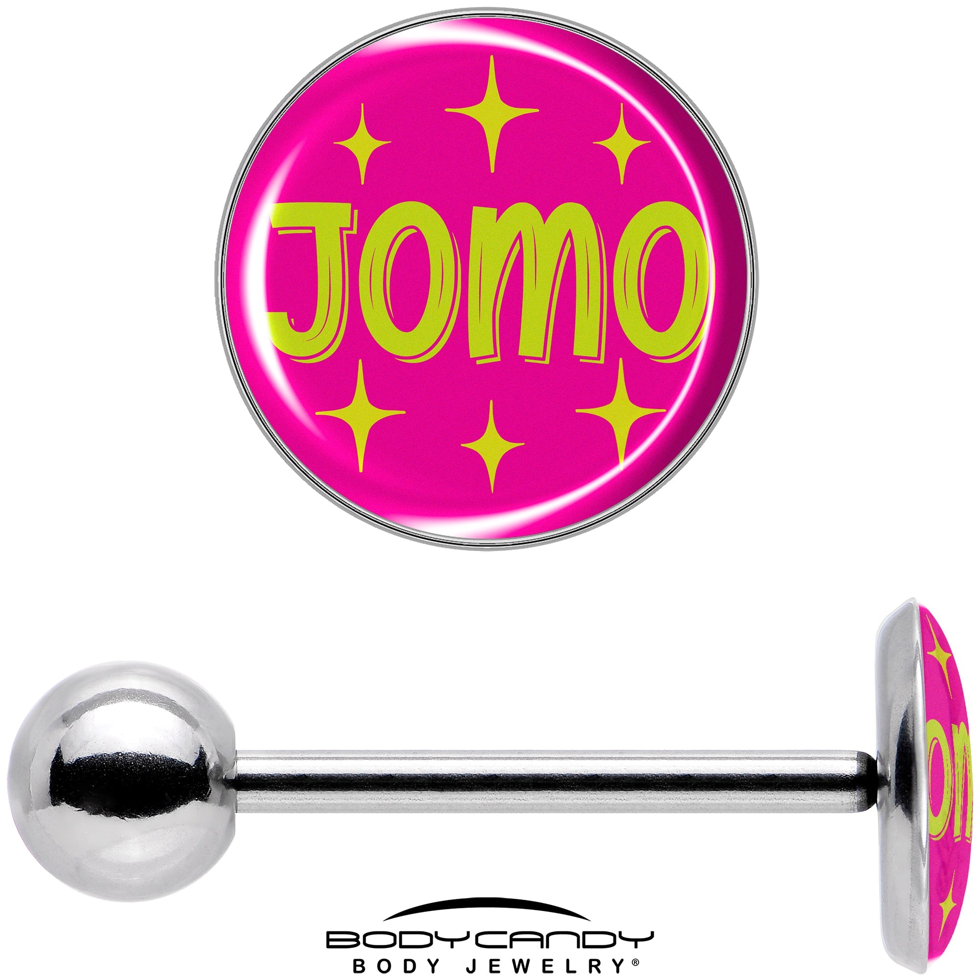 BodyCandy Pink JOMO Barbell Tongue Ring by Onyx O — in-use photo
