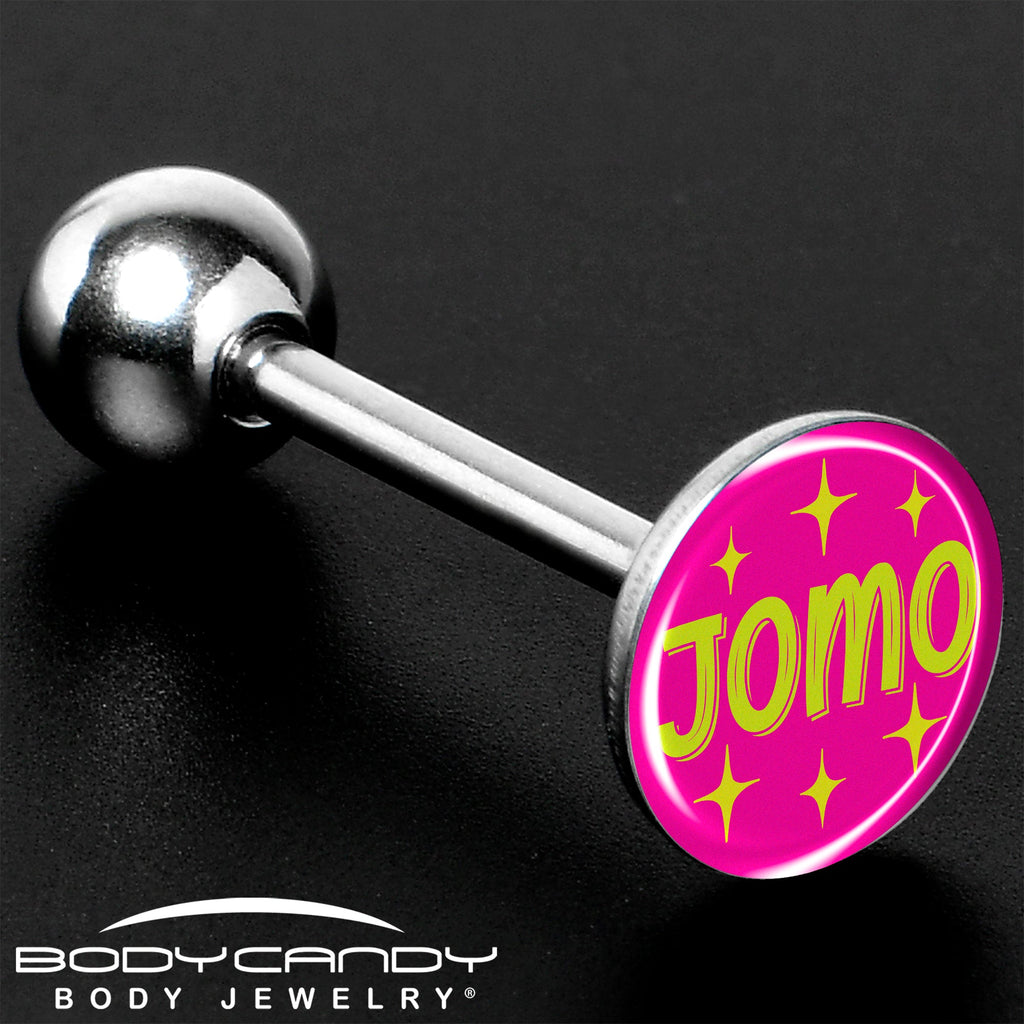BodyCandy Pink JOMO Barbell Tongue Ring by Onyx O — size reference