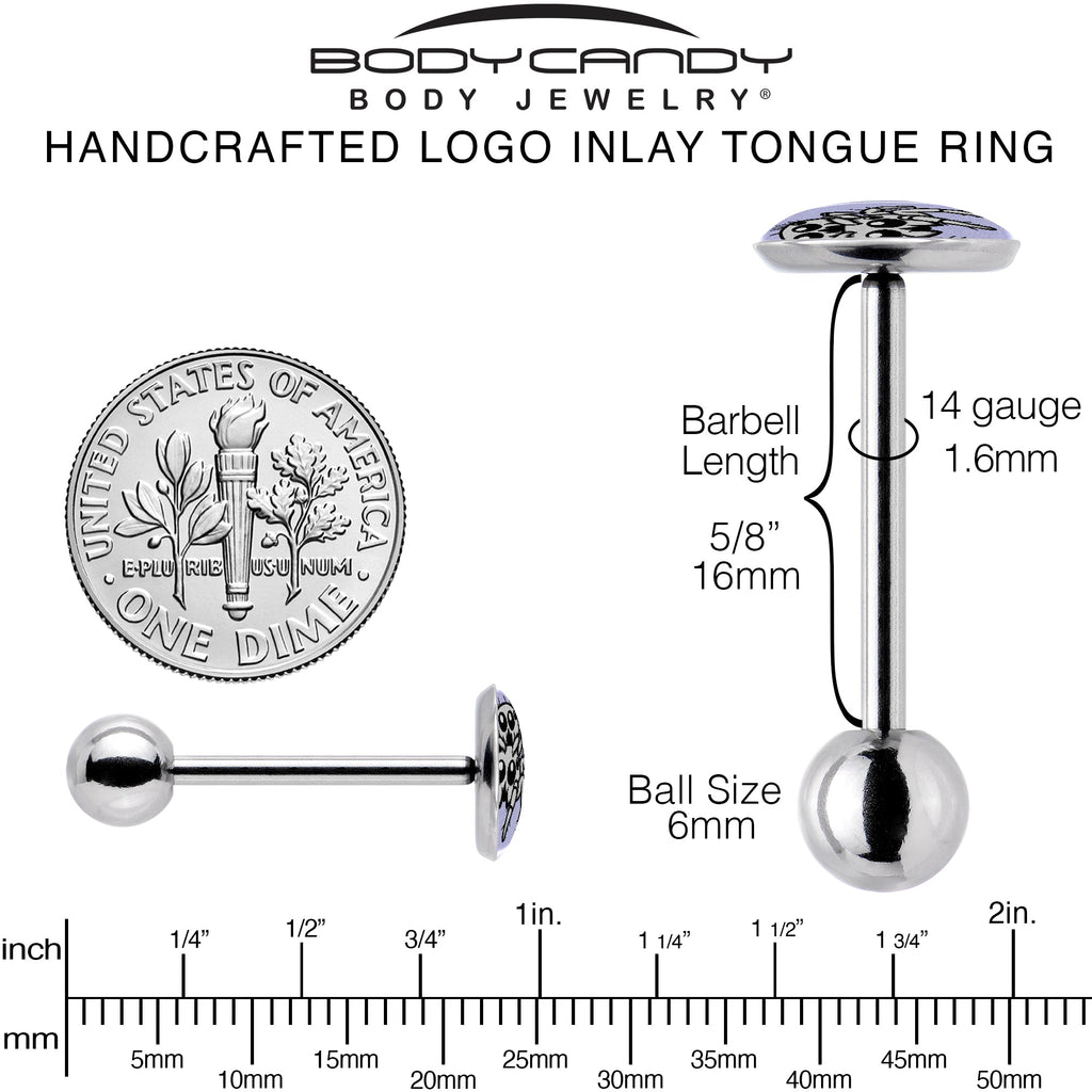 BodyCandy Leaping Leapfrog Spiders Barbell Tongue Ring by Onyx O — back view