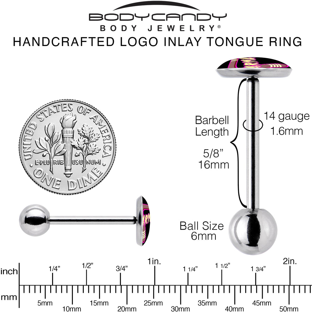 BodyCandy Karmic Boomerang Barbell Tongue Ring by Onyx O — back view