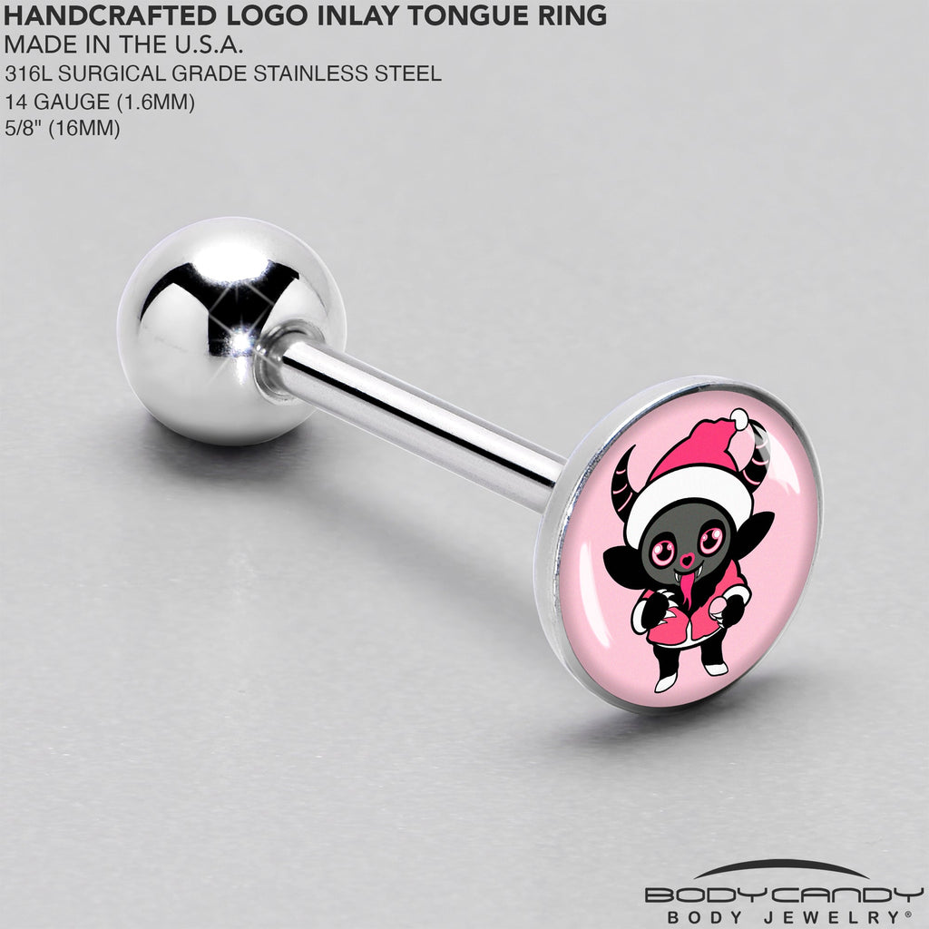 BodyCandy Krampus Cutie Holiday Barbell Tongue Ring by Onyx O — side view