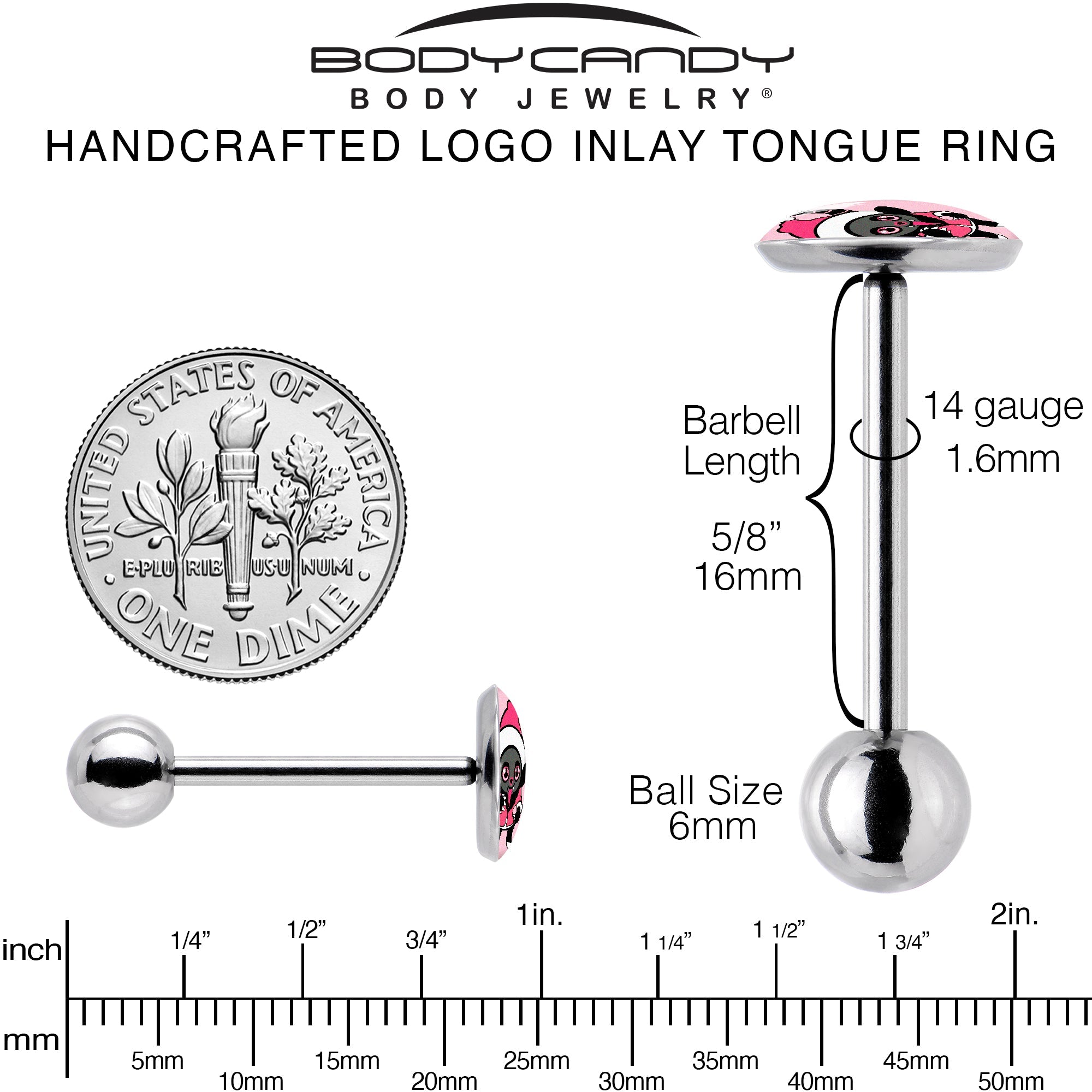 BodyCandy Krampus Cutie Holiday Barbell Tongue Ring by Onyx O — back view